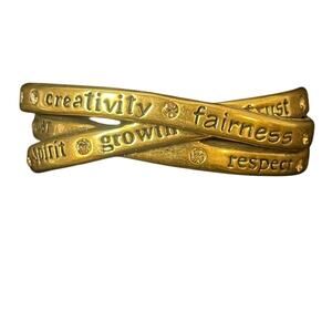 Vintage Gold-tone Inspirational Words Cuff Bracelet with Crystals